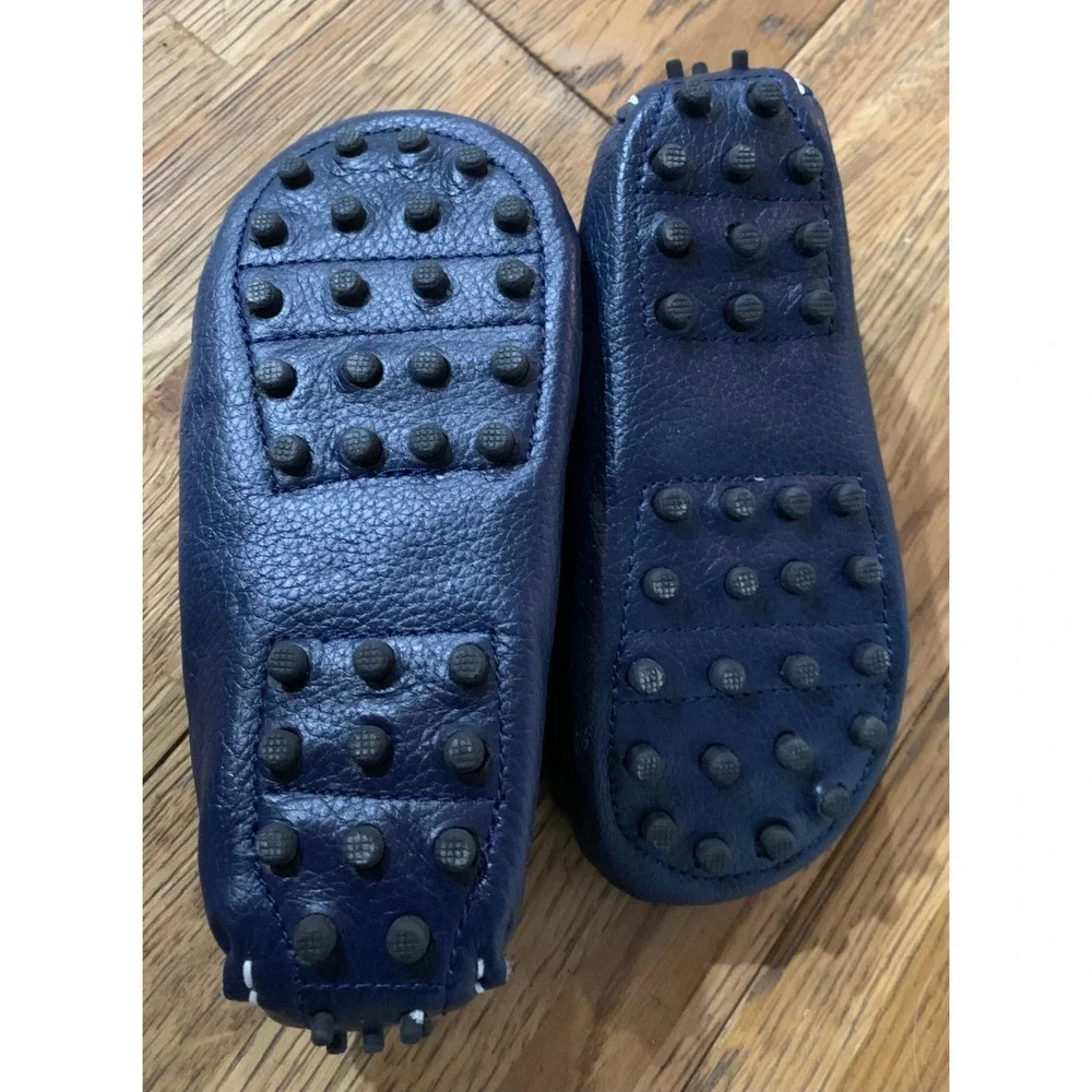NWOT Augusta Baby Collections Navy Leather Loafers Kids 9 Preppy Old Money